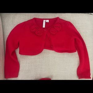 **Perfect for Christmas Outfit** Janie and Jack Cropped Red Cardigan Sweater